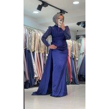 Perfect Mega Store Hennin Kolları Taş Detaylı Abiye ELBISE-4667