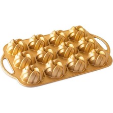 MSP Ware 95377 Bundtlette Pan 75. Yıl Dönümü Örgülü Bundt Bites, Altın, 3,5
