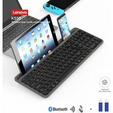 MSP K550 Dual-Mode Kablosuz Klavye - Bluetooth + 2.4ghz, Entegre Tablet ve Telefon Standlı, Sessiz Tuşlar, Q Türkçe, Siyah