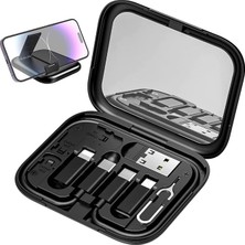 MSP C Çok Fonksiyonlu Adaptör Seti, 6'sı 1 Arada Kablo ve Dönüştürücü, Type-C Şarj Kablosu, Lightning Adaptör, Micro USB Adaptör, Usb-A Dönüştürücü, 60W Hızlı Şarj, Seyahat Aksesuarı
