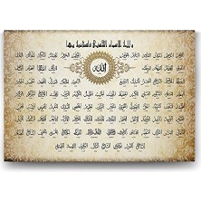 aklow akyoleticaret Allahın 99 Ismi Esma-Ül Hüsna Tablosu - 60X40 cm