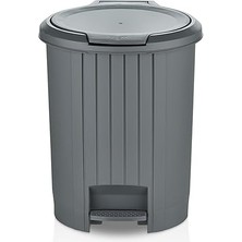 MSP Litre Bas Aç Kapaklı Çöp Kovası - Click Kapak Pedallı Çöp Kovası Banyo Mutfak Çöp Kovası (Antrasit)
