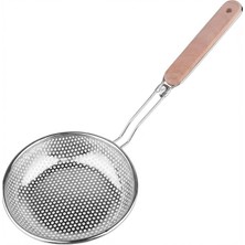 MSP Home Ahşap Saplı Uzun Kulplu Çelik Kevgir – Paslanmaz Metal Süzgeç, Derin Gövdeli, Ergonomik Tasarım, Isıya Dayanıklı, Mutfak Gereci (14 Cm)