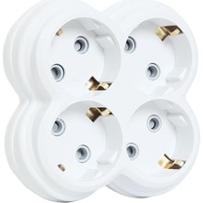 MSP Golyat Fiş, Dörtlü Topraklı Priz Çoklayıcı Fiş, 16A 250 Volt, Max 3600 Watt (Beyaz)