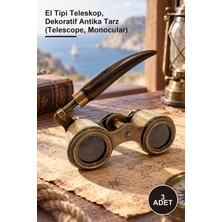 Yenilig 3 Adet Vintage Boynuz Saplı Pirinç ve Kemik Işlemeli Dürbün – El Tipi Teleskop, Dekoratif Antika Tarz (Telescope, Monocular)
