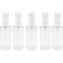 MSP Şeffaf Plastik Sprey Şişe, Beyaz Pompalı, 50 Ml, 5 Adet