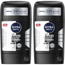 MSP Men Erkek Stick Deodorant Black&white Invisible Original 50ML 72 Saat Anti-Perspirant Ter Koruması (2 Paketi)