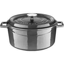 MSP Metal Premium Serisi - Döküm Yuvarlak Tencere, 28 Cm, Majolik Gri