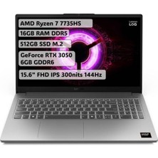 MSP Loq Essential 15ARP10 Amd Ryzen 7 7735HS 16GB 512GB RTX3050 15.6 Freedos Gaming Laptop