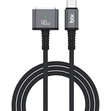 MSP BXM3C 140W Type-C To Magsafe 3 Macbook Pro ve Macbook Air 13″ 14″ 16″ M1 M2 Uyumlu Pd 3.1 Manyetik Örgülü Hızlı Şarj Kablosu 2 Metre