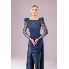 Perfect Mega Store Kenzel Kolu Taş Detaylı Abiye ELBISE-7134
