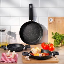 MSP Black Stone 3 Lü Tava + Sahan Seti-Siyah