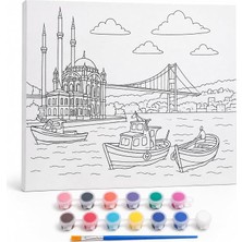 MSP Boyama Tuval Seti - 40X50 cm Büyük Boy Hazır Desenli Tuval - 12 Renk Boya ve Fırça Dahil - Çocuklar ve Yetişkinler Için Hobi, Sanat ve Kendin Yap Boyama Seti - Sürpriz Model