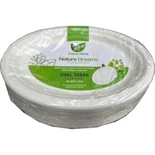 MSP Nature Ekolojik Karton Kağıt Tek Kullanımlık Oval Tabak - 20X26 Cm. - 50 Adetlik 1 Paket