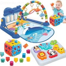 MSP Piyanolu Bebek Oyun Halısı Aynalı Müzikli Işıklı + 3D Hayvanlar Bultak Kare Eğitici Set