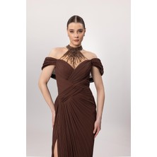 Perfect Mega Store Kenzel Yaka Taş Detaylı Abiye ELBISE-26108