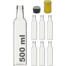 MSP 500 ml Şeffaf Maraska Kilitli Kapaklı ve Kapüşonlu Boş Cam Şişe 6 Adet