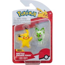 MSP Battle Figure First Partner 2'li Paket - Otantik Detaylara Sahip 2 Inç Sprigatito ve Pikachu Savaş Figürleri