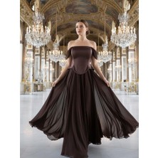 Perfect Mega Store Ecrin Bedeni Saten Şifon Etekli Abiye ELBISE-5631
