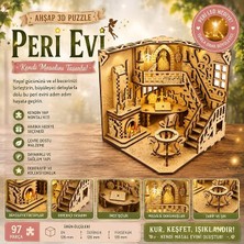 MSP Peri Evi Ahşap Maket, 97 Parça Dıy Minyatür Peri Evi Modeli, Peri LED Dahil, Mdf 3D Puzzle, Hobi ve Dekorasyon Seti, 12,6 x 12,6 x 13,5 cm