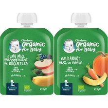 aklow akyoleticaret Organik Muz Yabanmersini Böğürtlen ve Elma Püresi 90 G x 7 ve Organik Muz Havuç ve Balkabağı Püresi 90 G x 7