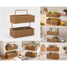 MSP Organizer Sepet – Pinterest Banyo Organizer, Rattan Görünümlü Düzenleyici Raf, Banyo, Mutfak ve Makyaj Masası 2 Katlı