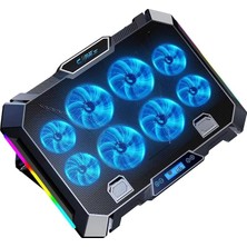 MSP Vortex 8x Turbo LED Fan - 10 Modlu Rgb - LCD Ekran - Ayarlabilir Fan Hızı - 7 Kademeli Stant - 2x USB - Metal Mesh Zemin Notebook Soğutucu