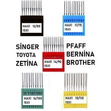 MSP Singer Zetina Uyumlu Dikiş Makine Iğnesi (11-12-14-16-18 Numara -50 Adet Iğne) 5 Paket