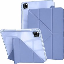 MSP iPad Pro 11 1. 2. 3. 4. Nesil ile Uyumlu Kılıf Mika Trifolding Arkası Full Şeffaf Kalem Bölmeli 2018-2022 Lavendery Gray