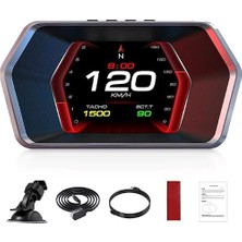 MSP P17 Hud Obd2 & Gps Çift Sistemli Araç Bilgisayarı | Dijital Kilometre, Su ve Yağ Sıcaklığı Ölçer, Hız & Alarm Göstergeli Oto Elektroniği, Sıyah