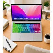 MSP MacBook Pro Türkçe Q Çeviri Klavye Koruyucu Us Ansı Amerikan Düz Enter A2338 M1 M2 A2251 A2289 A2141 Uyumlu Silikon Keyboard Cover Touch Bar Pembe Yeşil