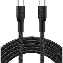 MSP Eco Örgülü Usb-C - Usb-C Kablosu, 3 M, 240 W, Yumuşak, Esnek Hızlı Şarj Kablosu, iPhone 16, Galaxy S25, Pixel 9, Macbook, iPad Pro ve Daha Fazlası Için Tip-C Şarj Kablosu - Siyah (Usb 2.0)