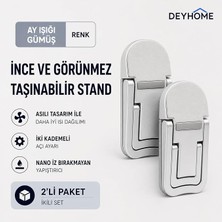 MSP Laptop Standı, Gümüş, Nano Yapışkanlı, Isı Dağıtıcı, 2 Kademeli Açı Ayarlı, 2'li Set