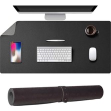 MSP 90X45 cm Siyah Çift Taraflı Deri Desk Mat, Geniş Pu Deri Masa Sümeni ve Masa Koruyucu, Suya Dayanıklı Kolay Silinebilir 2 mm Rulo Yapılabilir Ofis Mouse Pad
