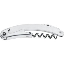 MSP Clever&more Garson Tirbuşonu, 10 Cm, Cromargan® Yüksek Kaliteli Mat Paslanmaz Çelik, Şişe Açacağı, Kapak Açacağı ve Folyo Kesici, Tüm Mantar Tıpalar Için