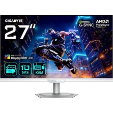 MSP M27UP Ice 27" Ss IPS Dual-Mode Gaming Monitor (Beyaz), 4K UHD 160Hz / Fhd 320Hz, 1ms Gtg, Mat Ekran, HDMI 2.1 & Dp 1.4, Displayhdr 400, Kvm & Usb-C, G-Sync Compatible