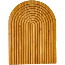 aklow akyoleticaret Kesme Tahtası; Doğal Bambu Oval Çizgili Sunum Ve, Estetik, Dayanıklı ve Çok Amaçlı Mutfak Sunum Seti (32X24 Cm)