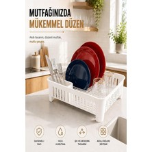 MSP Haus Bulaşıklık Tezgah Üstü Tabak Bardak Kurutmalık Plastik Bulaşık Sepeti 33X41 cm Beyaz S-10567