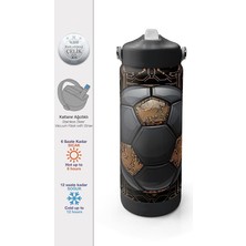 MSP High Futbol Desenli Katlanır Ağızlıklı Çelik Termos, 650 Ml, Siyah Altın, 1924E26