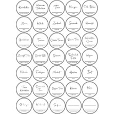 aklow akyoleticaret Kavanoz, 35 Adet Yuvarlak Baharat Etiketi Sticker Seti 4x4 cm
