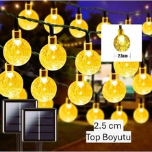 MSP Güneş Enerjili Solar Büyük 50 Ledli Kristal Top 7 Metre Bahçe Teras Balkon Ağaç Aydınlatma 8 Modlu