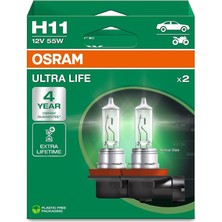 MSP Ampul H11 Ult 55W 12V PGJ19-25X2TRQR2B Ultralife - Osr 64211ULT-2HB