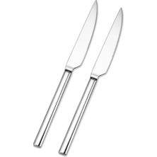 aklow akyoleticaret Yemek Bıçağı; 2'li Paslanmaz Çelik Bıçak Takımı, Premium Kalite, Gümüş Metal 20 Cm, 2 Adet Içeren Set
