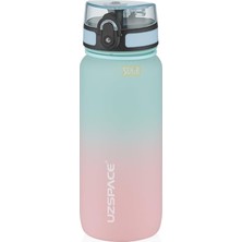MSP 650ML Çift Renkli Sızdırmaz Bpa Içermez Kilitlenebilir Kapaklı Motivasyonel Tritan Su Matarası (Su Yeşili-Pembe)