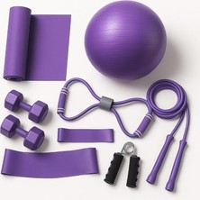 MSP 9 Parçalı Pilates ve Fitness Seti Pilates Minderi, Dambıl, Squat Band ve Daha Fazlası!, Tek Ebat, KHY-0003LM, Mor
