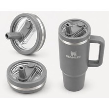 MSP Kapak 40 Oz – Sızdırmaz Leakproof Tasarım – Bpa Free Yedek & Upgrade Lid – Stanley Quencher ile Uyumlu Bardak & Termos Kapağı + Iç Pipeti (Gri)