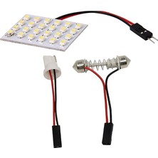 MSP 24SMD 3528 24 LED Panel Beyaz Araba Okuma Harita Lambası Oto Dome T10 Adaptörlü Iç Ampul Tavan Işık