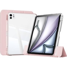 MSP iPad Pro 12.9 3./4./5./6. Nesil ile Uyumlu Kılıf Kalem Bölmeli Akrilik Şeffaf Ayrılabilir Case 2018-2022 Pembe Açık