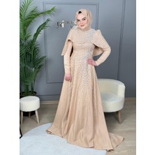 Perfect Mega Store Feriha Sarıoğlu Pelerinli Taşlı Abiye Elbise-Efsane