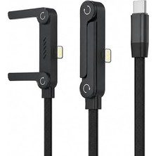 MSP Armor Series HP-ALC01 27W Hızlı Şarj Kablosu - 1.5m Entegre Telefon Standlı ve 90° Açılı Lightning Şarj/veri Kablosu Dayanıklı Örgülü Yapı